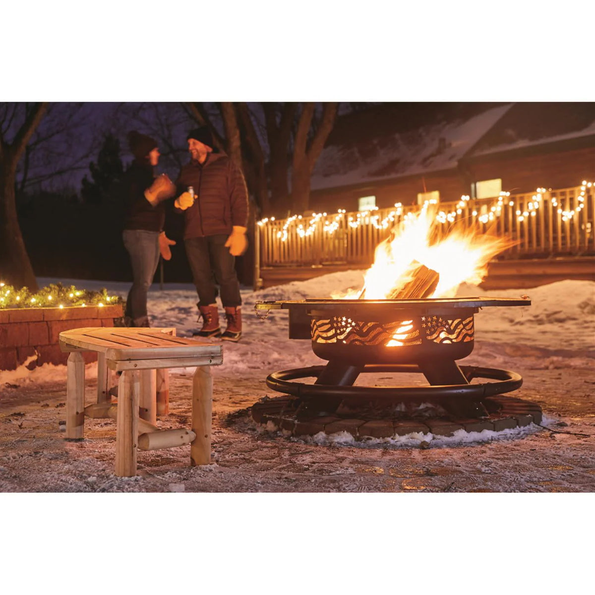 CASTLECREEK 47" Fire Pit BBQ Grill Outdoor Wood Burning Steel Log Firepit for Camping, Grilling, Smores, Yard, Cooking Outside, Barbecue, Bonfire