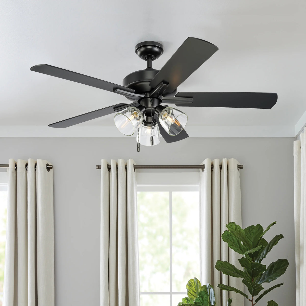 Better Homes & Gardens 52" Bronze Transitional Ceiling Fan, 5 Reversible Blades, 3 LED Bulbs Included