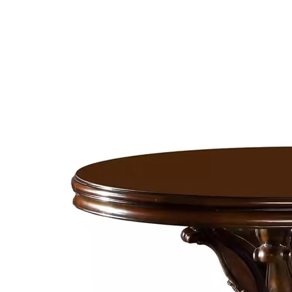 Acme Versailles Round Dining Table w/Single Pedestal, Cherry Finish Indoor