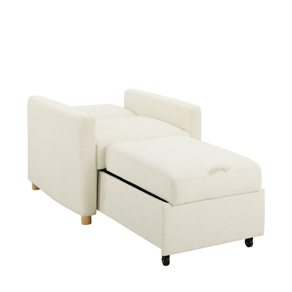 Serta Carly Scandinavian Style Convertible Chair, Ivory Fabric