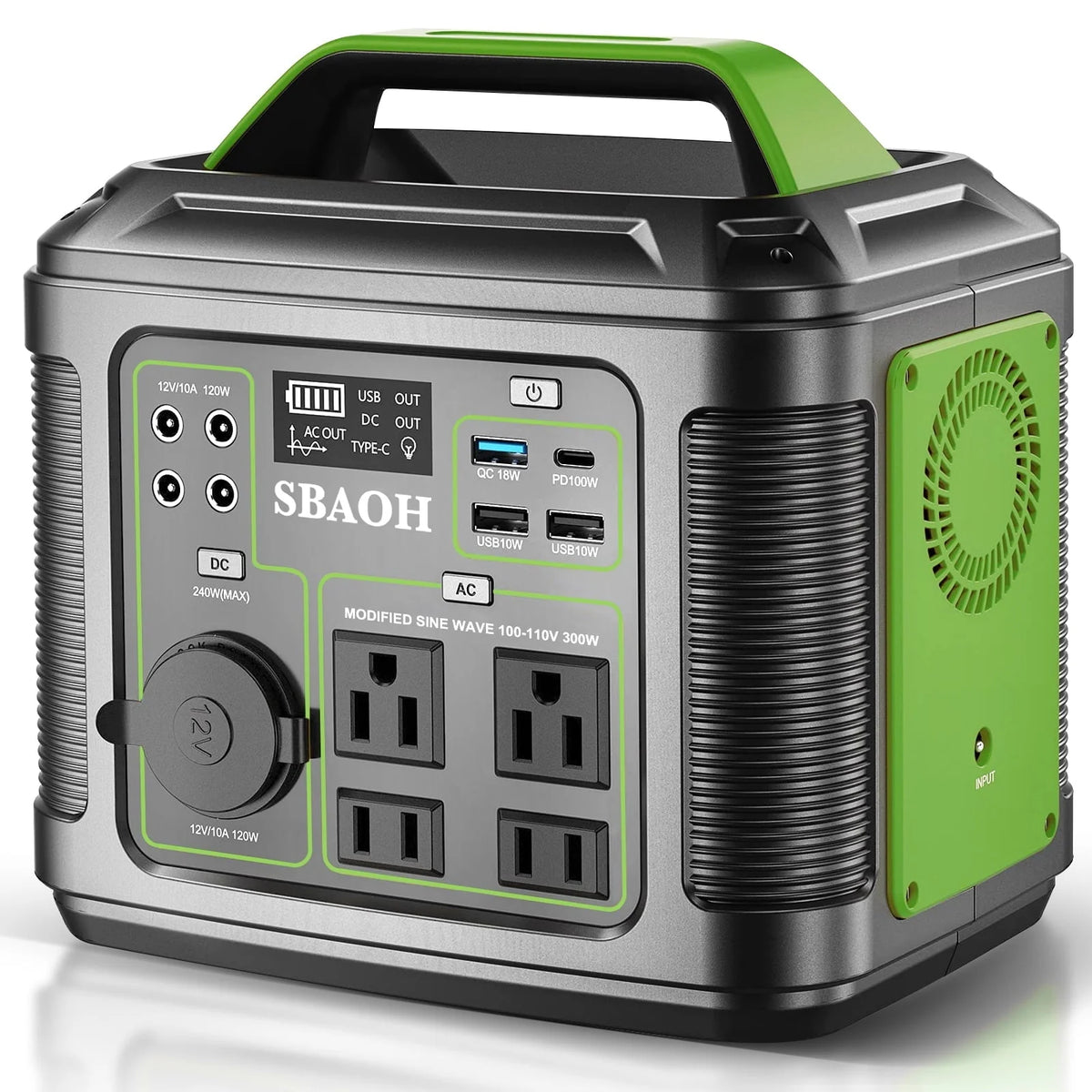 iFanze 300W Portable Power Station, 296Wh 80000mAh Outdoor Solar Generator Quick Charge 110V AC Outlets DC Ports for Home Backup, Outdoor RV Camping, Emergency Lithium Battery, Power Outages,Black