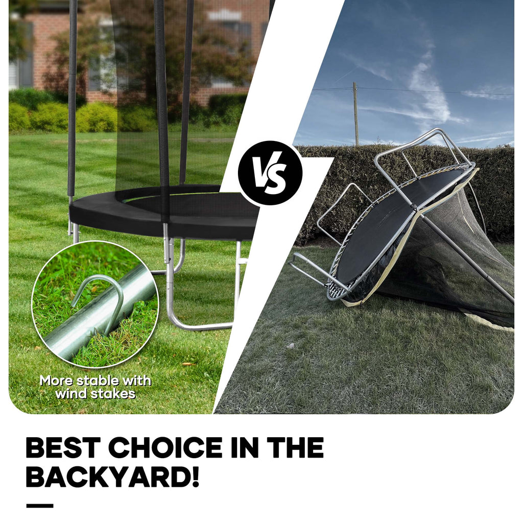 Maxkare 8FT Trampoline with Enclosure & Ladder for Adults & Kids Indoor Outdoor Play, 264 LBS Capacity