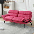 Memory Foam Futon,Convertible Futon Sofa Bed with Adjustable Armrests,Upholstered Futon Couch Sleeper Sofa for Compact Small Space,Rose Red