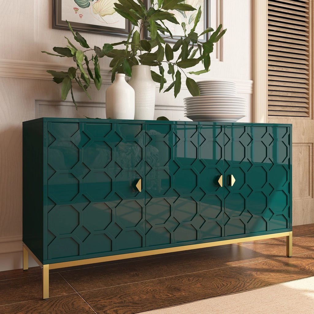 Clihome  2-Door Freestanding Locker Storage Accent Cabinet Blue