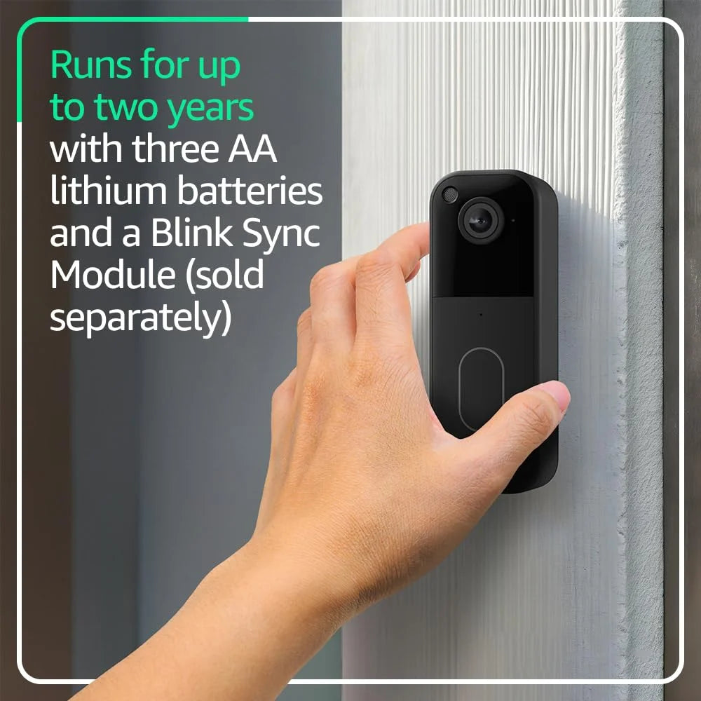 All-new Blink Video Doorbell  Head-to-toe HD view, two-year battery life, and simple setup. Sync Module Core included  System (Black)