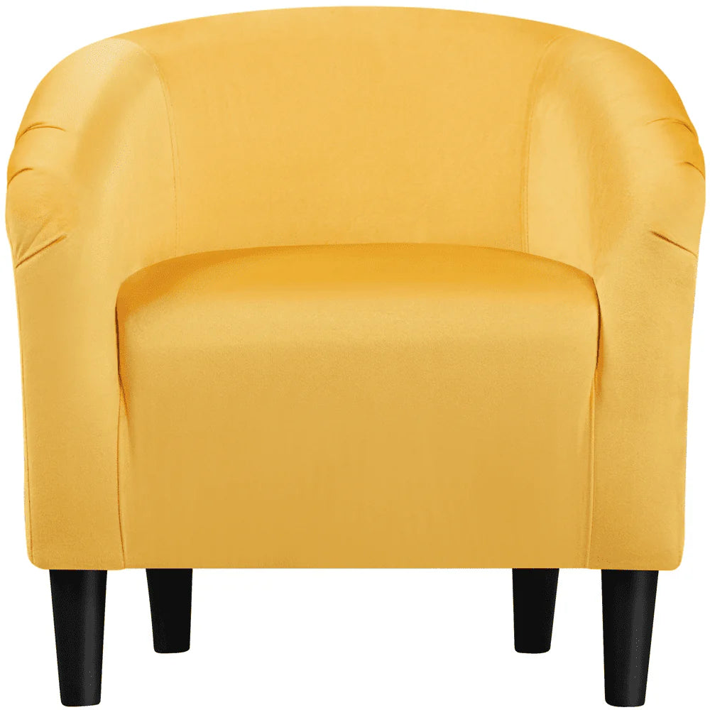 Easyfashion Tub Chair, Set of 2, Yellow Velvet