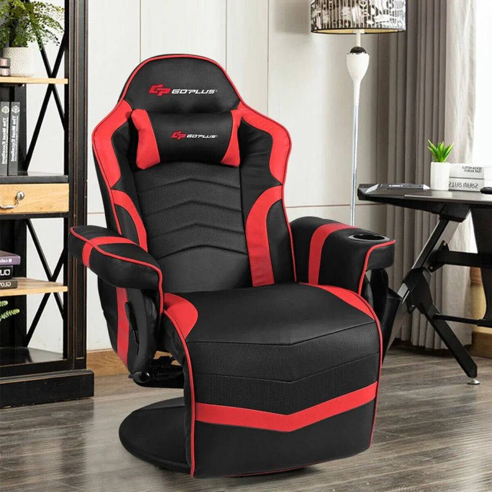 GVN Gaming Chairs,Ergonomic High Back Massage Gaming Chair with Pillow-Red