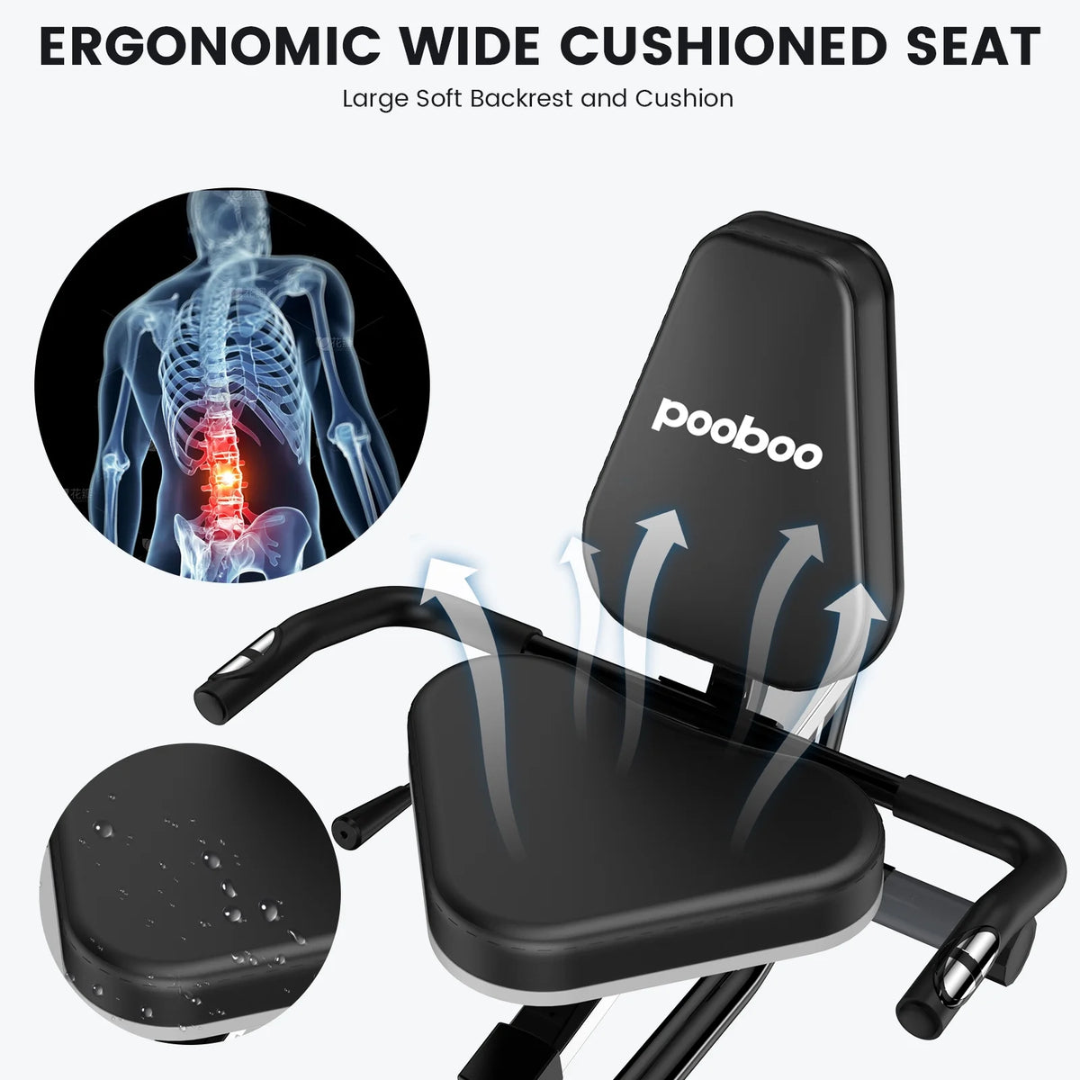 Pooboo Recumbent Exercise Bicycles for Adults Seniors Sit Down Stationary Bicycle 8 Level Adjustable Magnetic Resistance Indoor Cycling Exercise Bike 350 lbs Capacity
