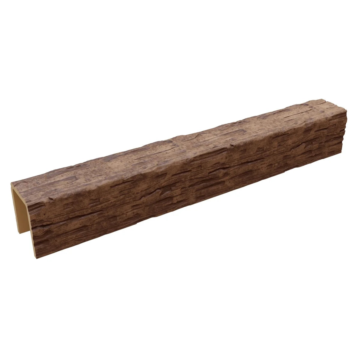 Ekena Millwork 3 1/2"W x 3 1/2"H x 120"L 3-Sided (U-Beam) Salvaged Timber HeritageTimber Faux Wood Ceiling Beam, Kona Brown