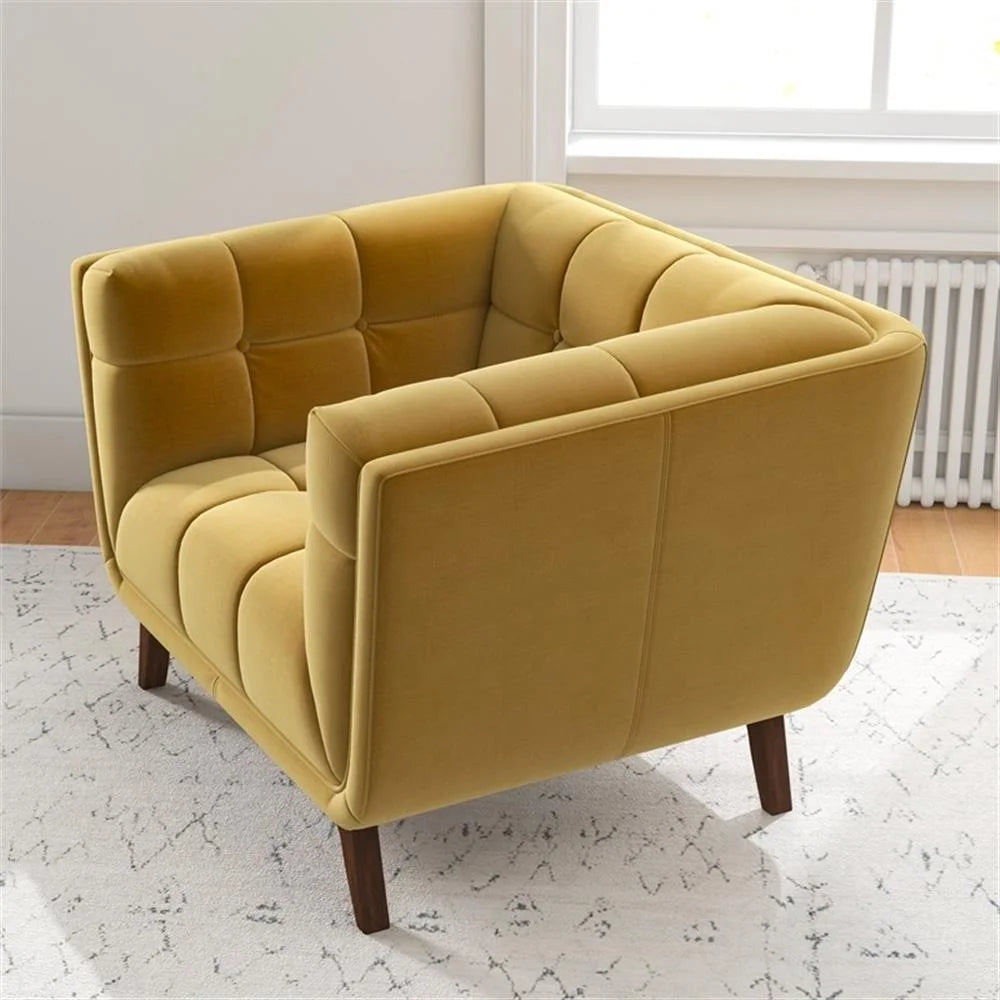 Allen Mid-Century Modern Velvet Upholstered Armchair in Blue