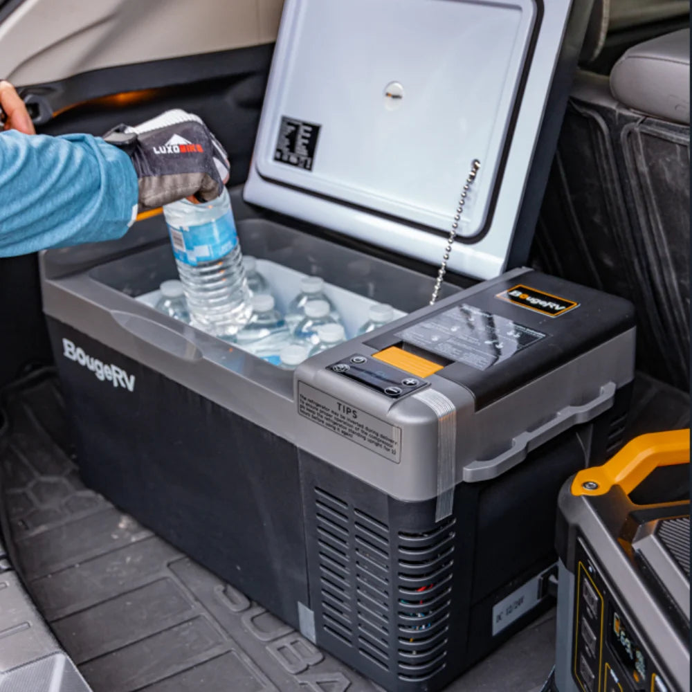 BougeRV Portable Car Refrigerator CRPRO 21 Qt, 12 Volt Fridge Compressor Freezer with -8 ~50 Cooling Range, 12V/24 DC & 110-240 AC for RV Truck Vehicle Boat Outdoor & Home Use Black
