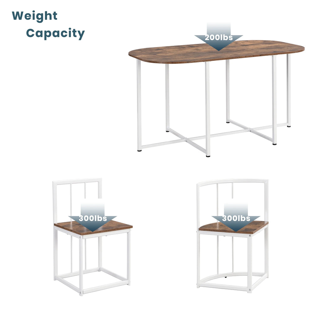 7-Piece Dining Table Set with 6Stools - Industrial Compact Kitchen Table & Chairs Sets, Space-Saving Design for Apartment, Small Space, Breakfast Nook
