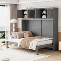 Newest Queen Size Murphy Bed Wall Bed with Top Cabinets,Gray