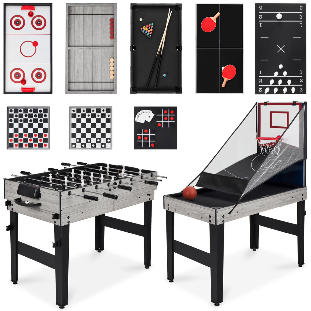 Best Choice Products 13-in-1 Combo Game Table Set w/ Ping Pong, Foosball, Basketball, Hockey, Archery - Natural