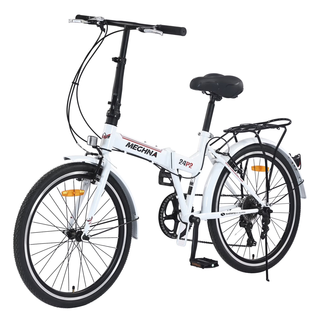 Meghna 24 inch Folding Bike 7 Speed V Brake City Commuter for Men Women Daily Commuting Black