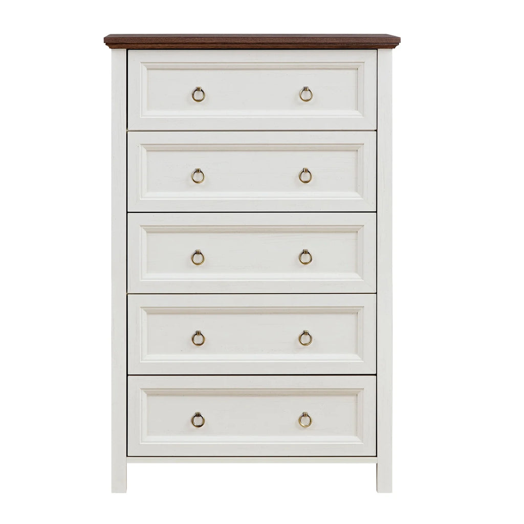 HIUU Farmhouse 8 Drawers Dresser,54 Inch Wide Rustic Wood Dressers & Chest of Drawers for Living Room, Bedroom, Hallway, Closet, Office, Antique White