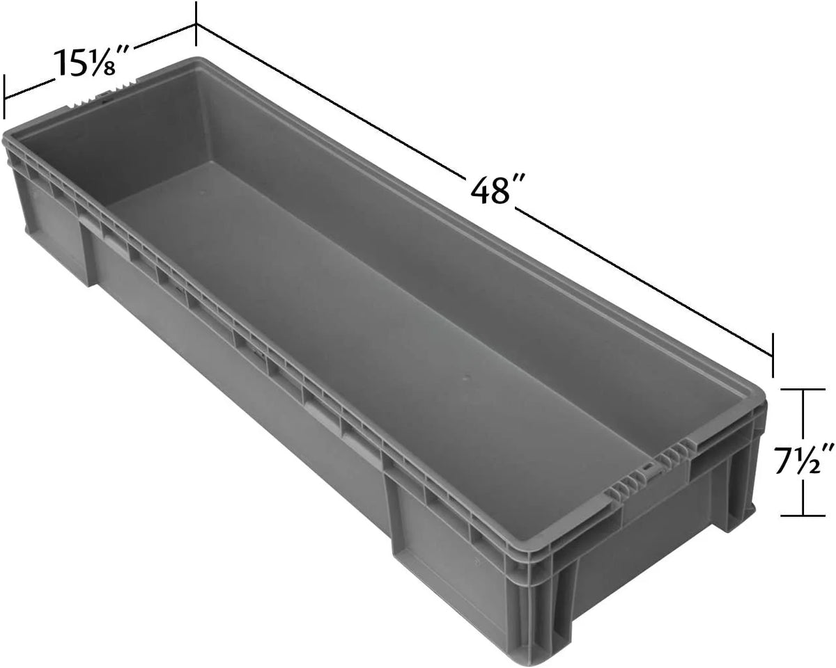 Buckhorn SW4815080201000 Plastic Straight Wall Storage Container Tote - 48' x 15' x 7.5' - LIGHT Grey,