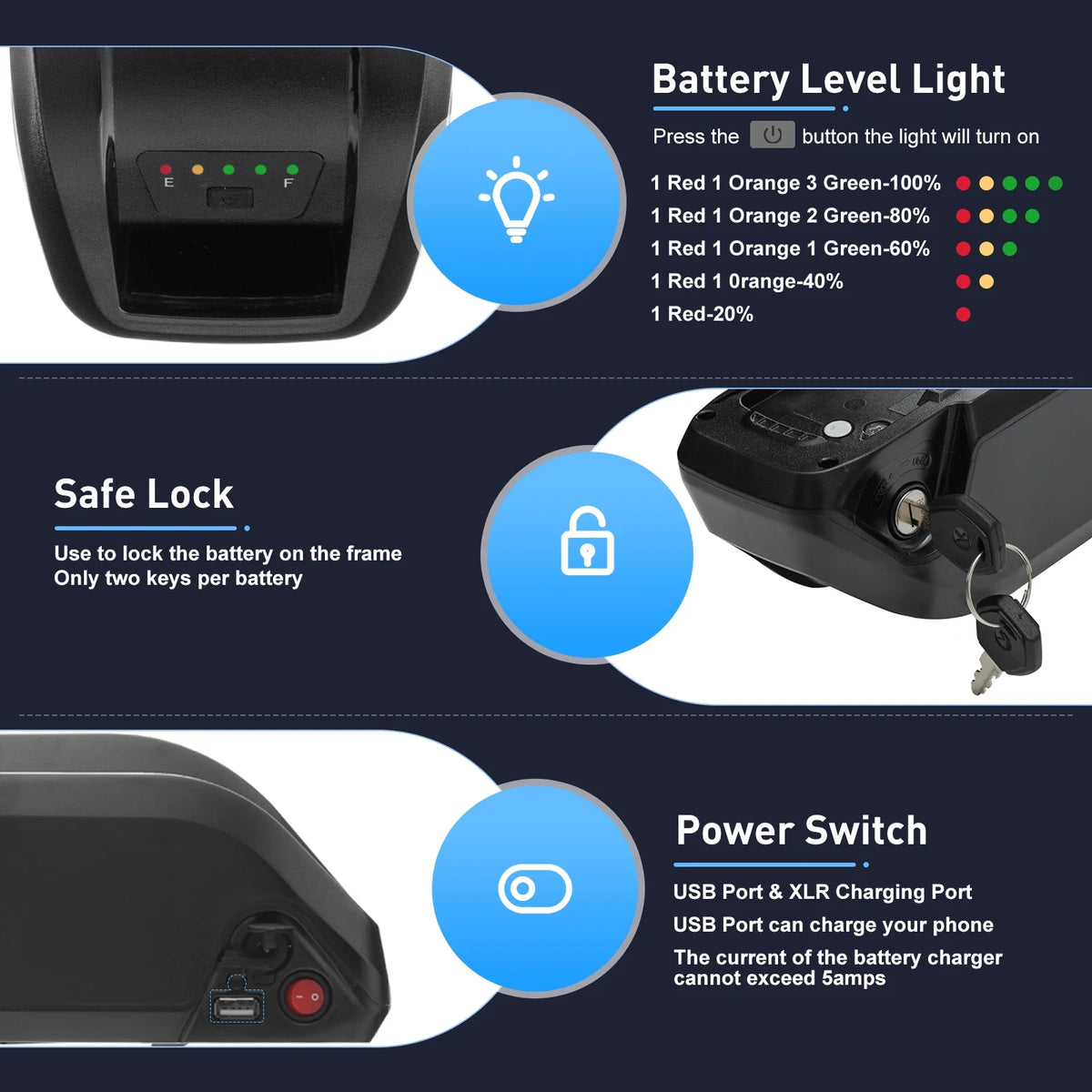 4Pin 36V 20AH Battery Electric Scooter Battery 750W 36V Ebike Battery for Adult Electric Bike Motor