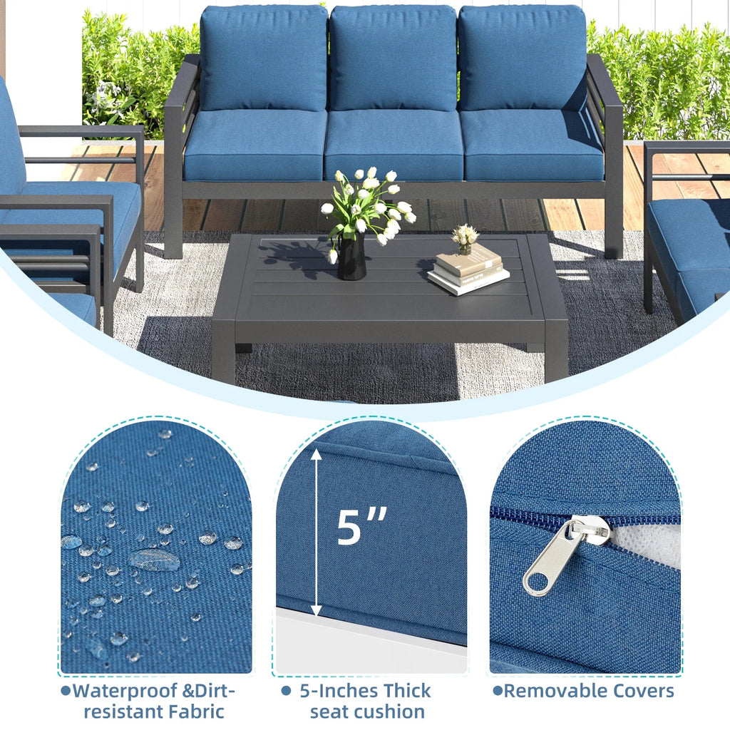 AECOJOY Aluminum Outdoor Furniture Set, 7 Pieces Metal Patio Furniture on sale Outdoor Couch Patio Conversation Set - Light Grey