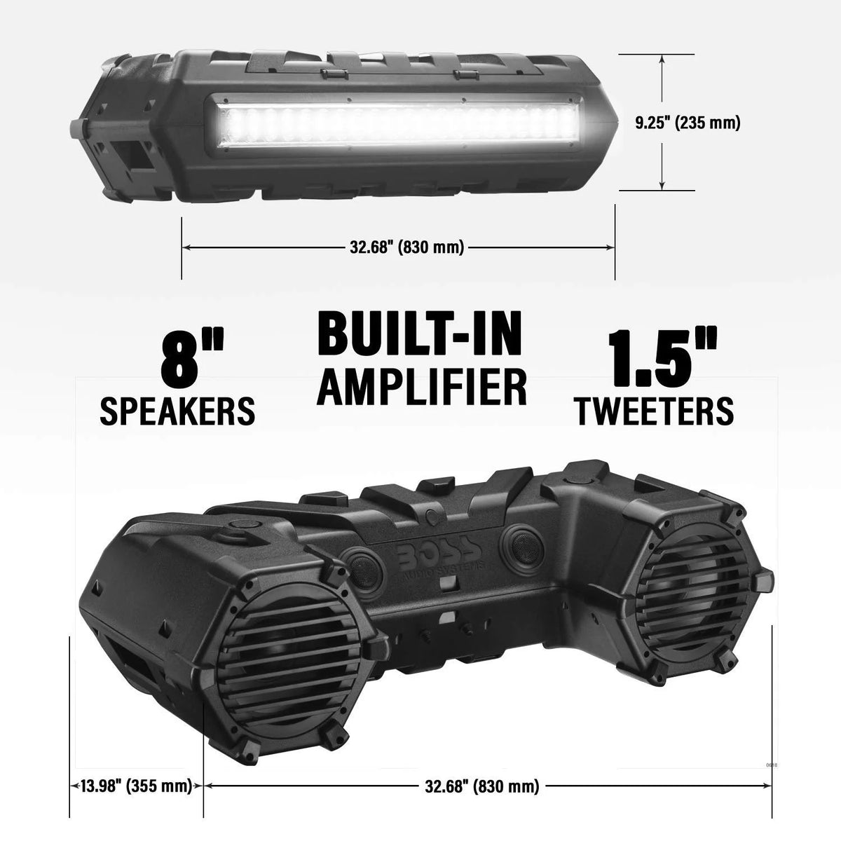 Boss Audio 8-Inch 700-Watt All-Terrain Marine Audio Sound System & LED Light Bar