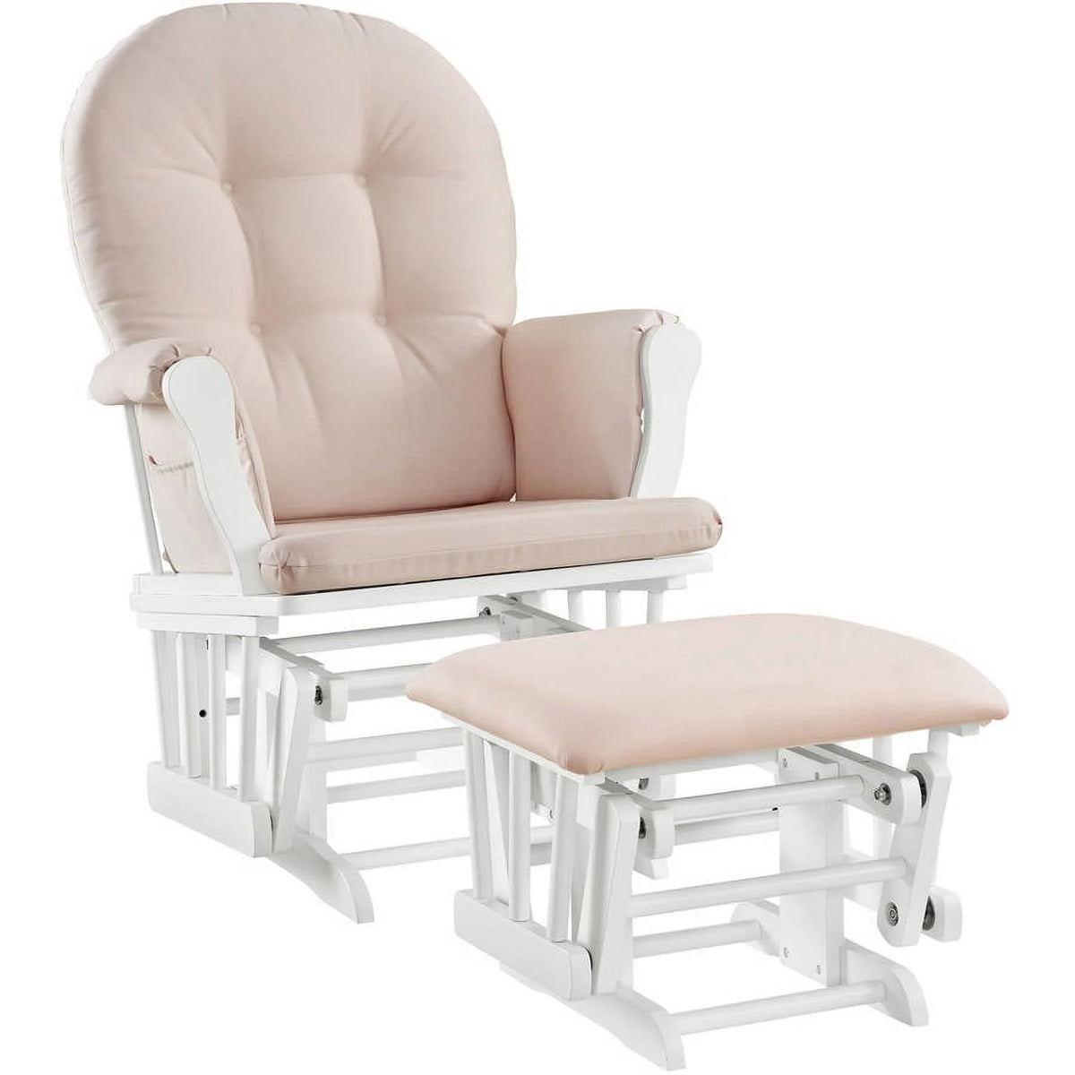 Angel Line Windsor Glider and Ottoman, Natural Finish with Gray Cushions