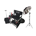TuscanyPro Portable Makeup Artist Chair with Storage Cart & Umbrella Light Set - Perfect for Makeup, Salons, Movie Sets - Italian Design - 29 Inch Seat Height