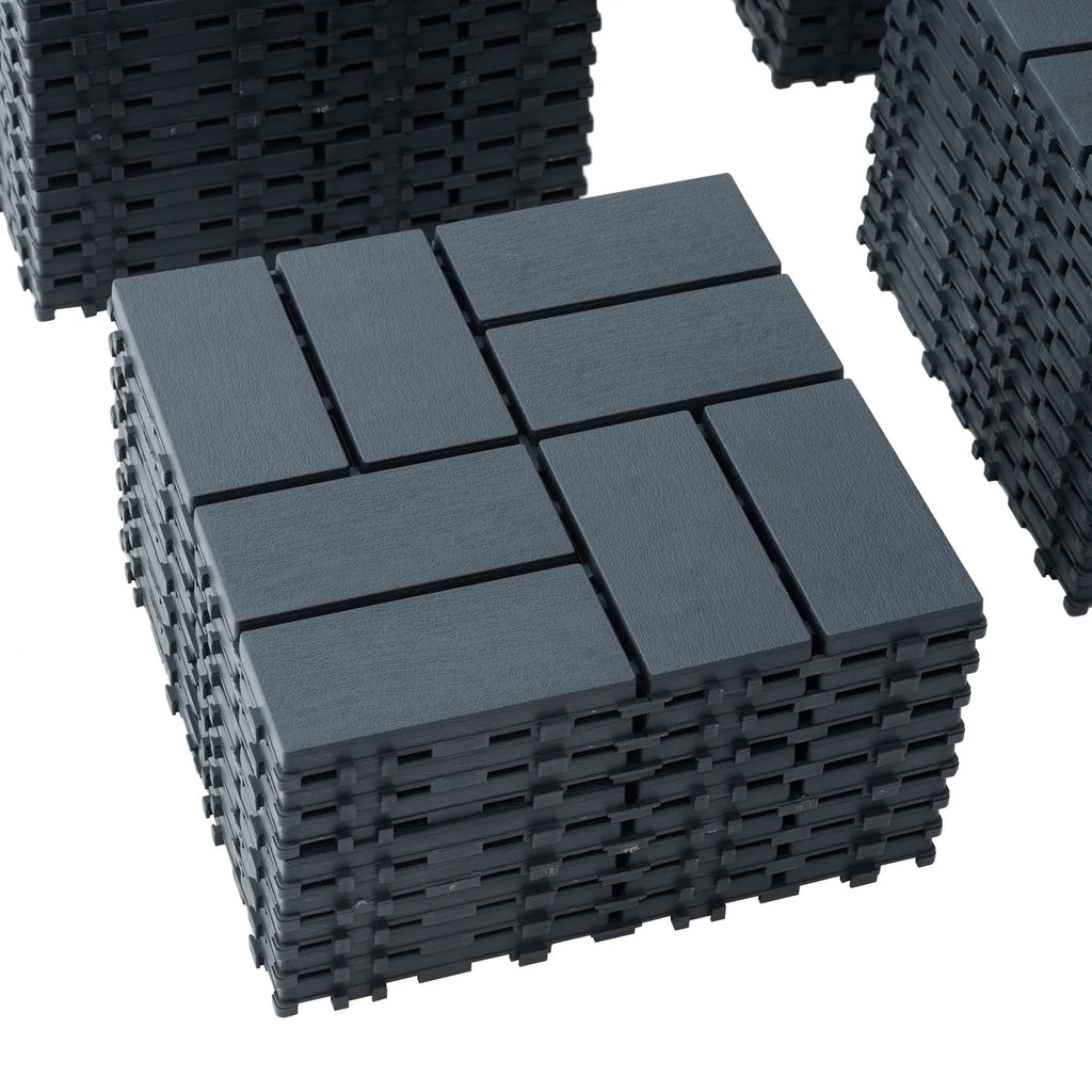 44PCS Plastic Interlocking Deck Tiles,Patio Deck Tiles,12"x12" Square Waterproof Outdoor