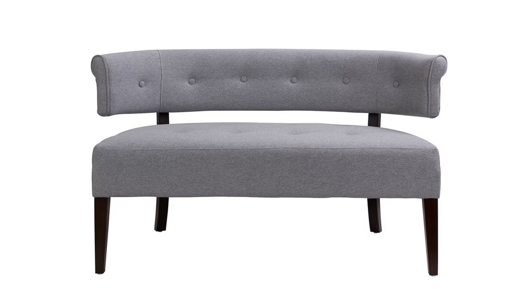 Jennifer Taylor Home Jared Roll Arm Tufted Polyester Fabric Bench, Sky Neutral Beige