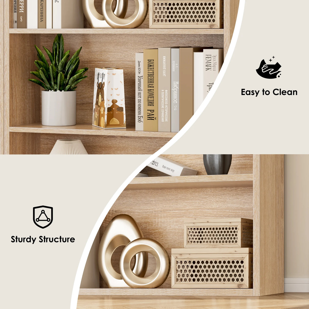 Homfa 82" Tall Bookcases, Freestanding Display Storage Shelves, 7-Tier Open Bookshelf for Home Office Living Room Bedroom, White