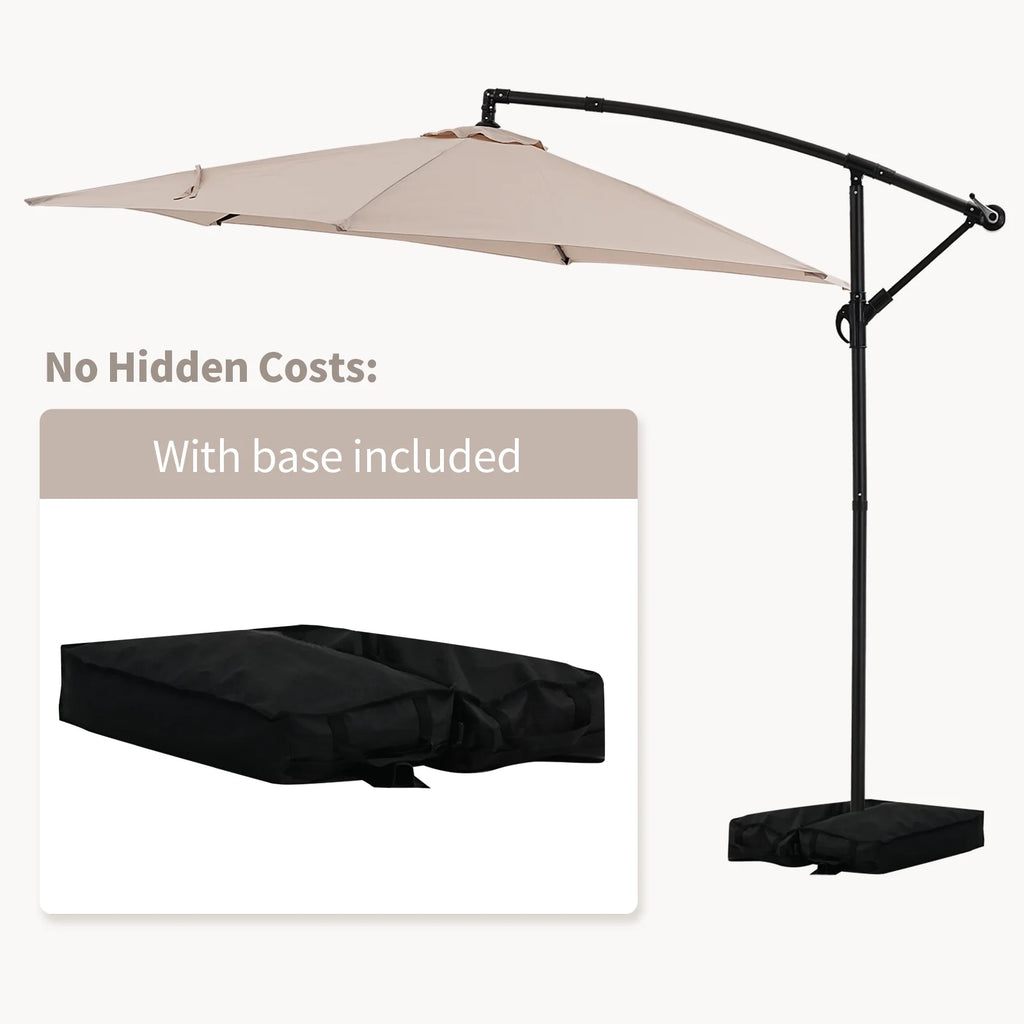 Autlaycil 10 ft Cantilever Offset Outdoor Patio Umbrella with Base Stand Rotate and Tilt, Blue