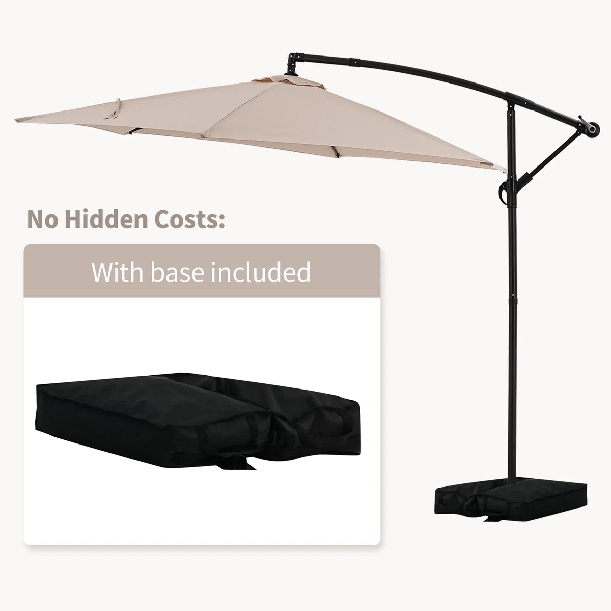 Autlaycil 10 ft Cantilever Offset Outdoor Patio Umbrella with Base Stand Rotate and Tilt, Blue