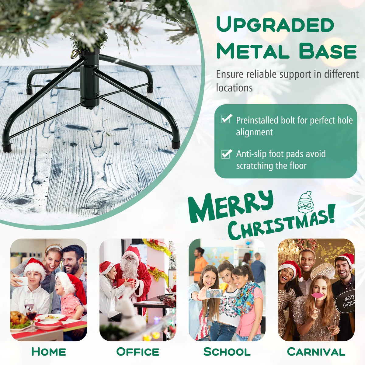Costway 9 FT Artificial Christmas Tree with  360 Quick Power Connector 1714 Pine Needles