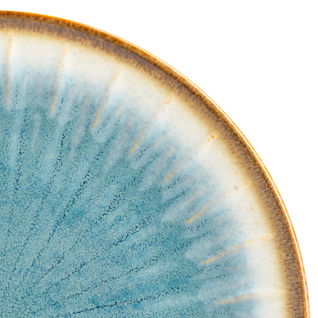 Gibson Elite Mayfair Bay 16 Piece Double Bowl Embossed Reactive Dinnerware Blue