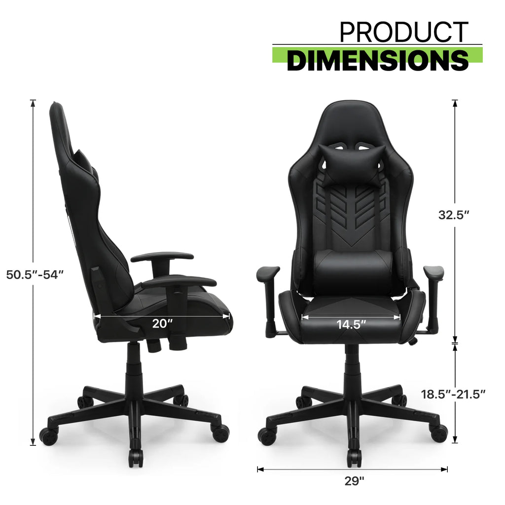 Magshion Ergonomic Gaming Chair, Comfortable Gaming Chair, Computer Chair Leather Desk Chair Adjustable Swivel Gaming Office Chair, Blue