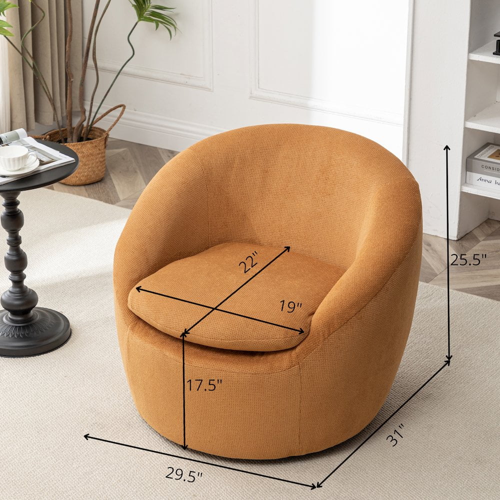 Roundhill Furniture Winnie Modern Barrel Chair, 360 Swivel