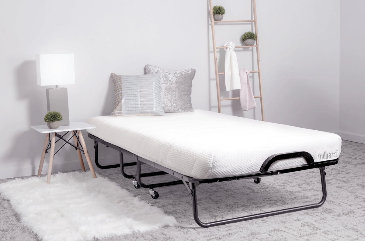 Milliard Diplomat Folding Bed Cot Size - with Luxurious Memory Foam Mattress and a Super Strong Sturdy Frame 75 x 31