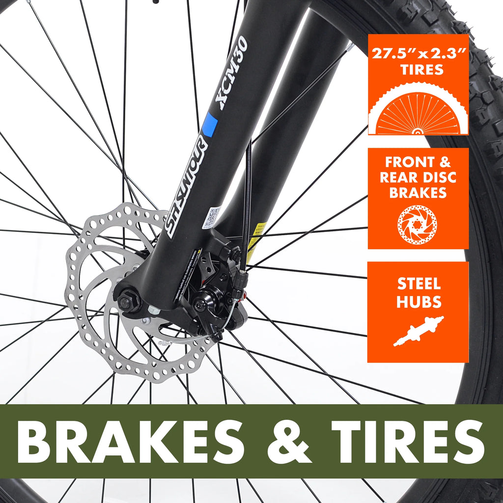 Ozark Trail 27.5" Vibe Mountain Bicycle, Small Frame, Fits Riders 5'0" - 5'6", Black, Adult, Unisex