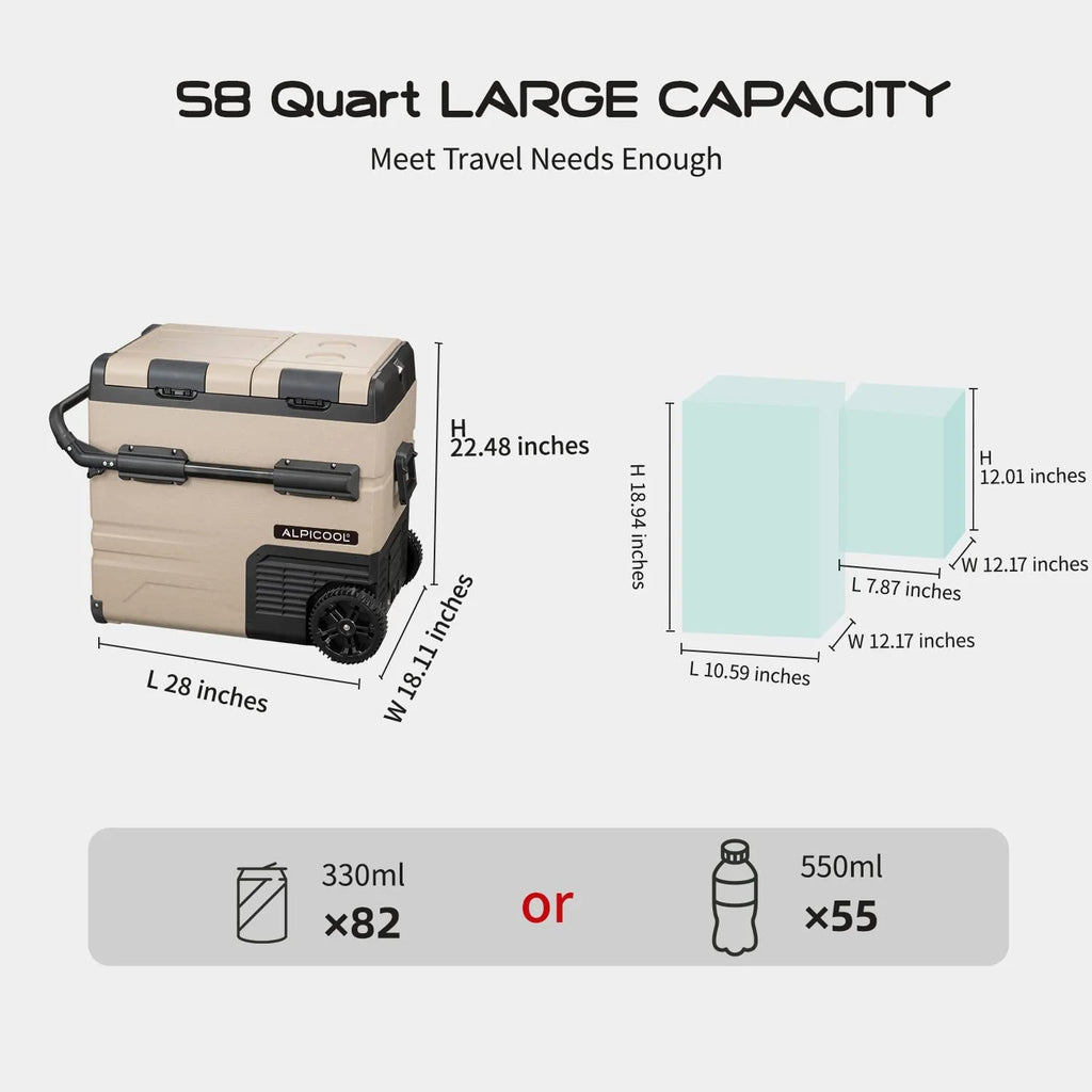 Alpicool TA35 Portable Refrigerator 37 Quart(35 Liter) Dual Temperature Control Fridge Mini Freezer for Travel,Camping,Fishing, Outdoor -12/24V DC