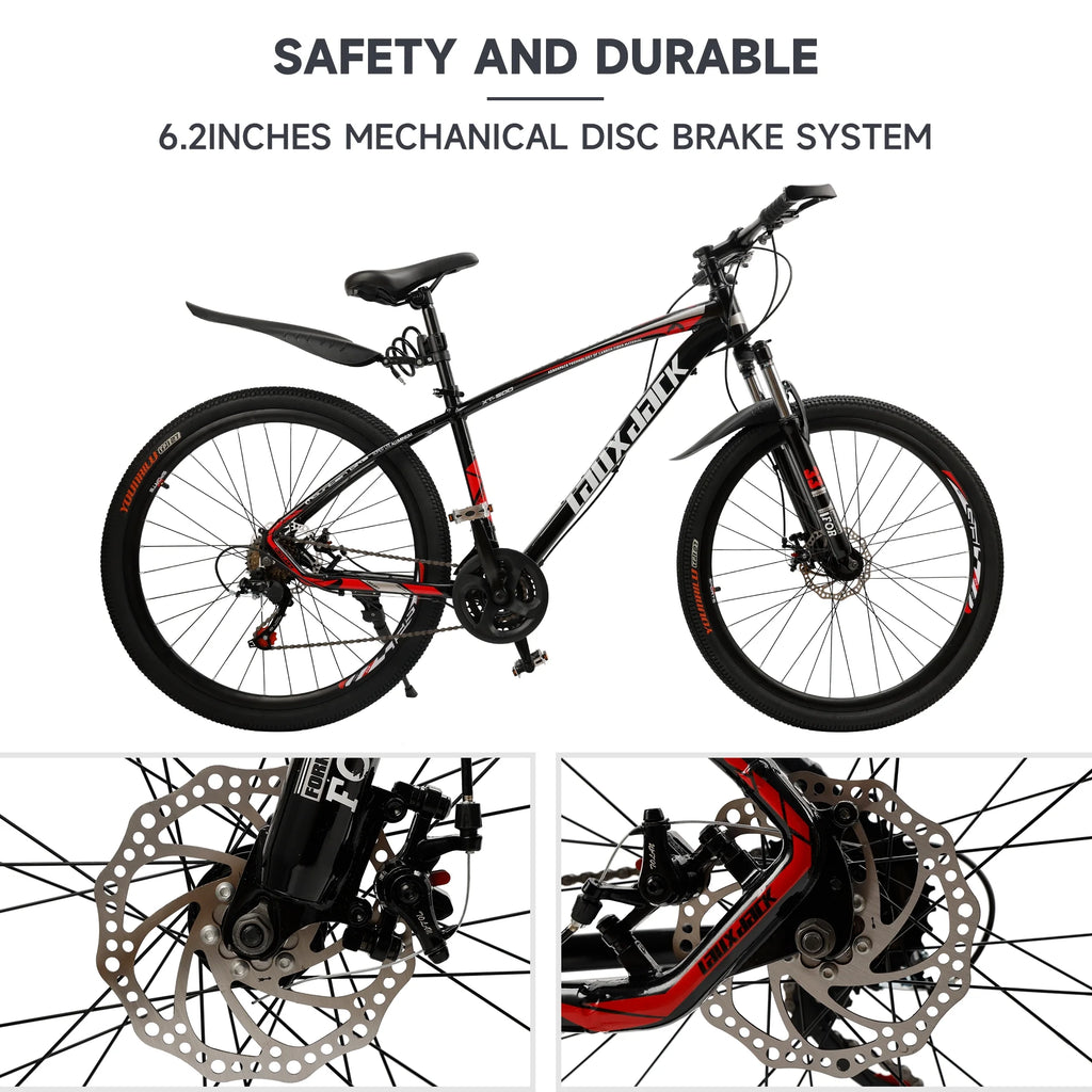 ARTUDATECH 27.5 Inch Mountain Bike, Shimano 21 Speed,  Dual Disc Brake Bike for Men Womens Adult, Full Suspension Bicycle