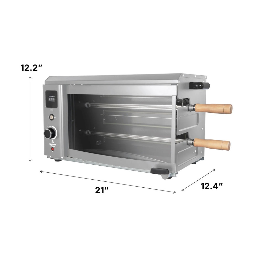 Brazilian Flame 2-Skewer Brazilian Rotisserie Electric Grill in Red
