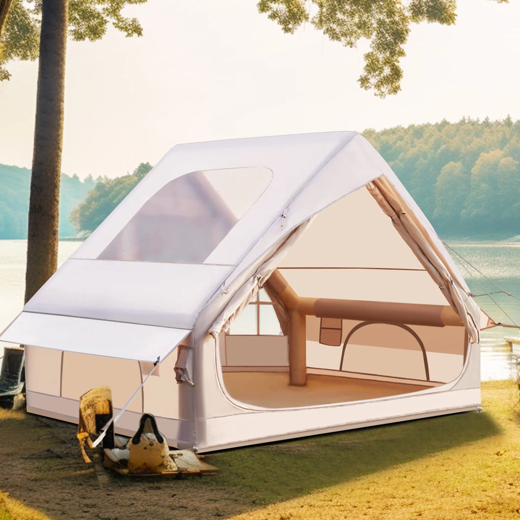 Gaonala 4-6 Person Inflatable Camping Tent with Pump Quick Setup 4-Season Family Tent Waterproof Windproof 420D Oxford Fabric