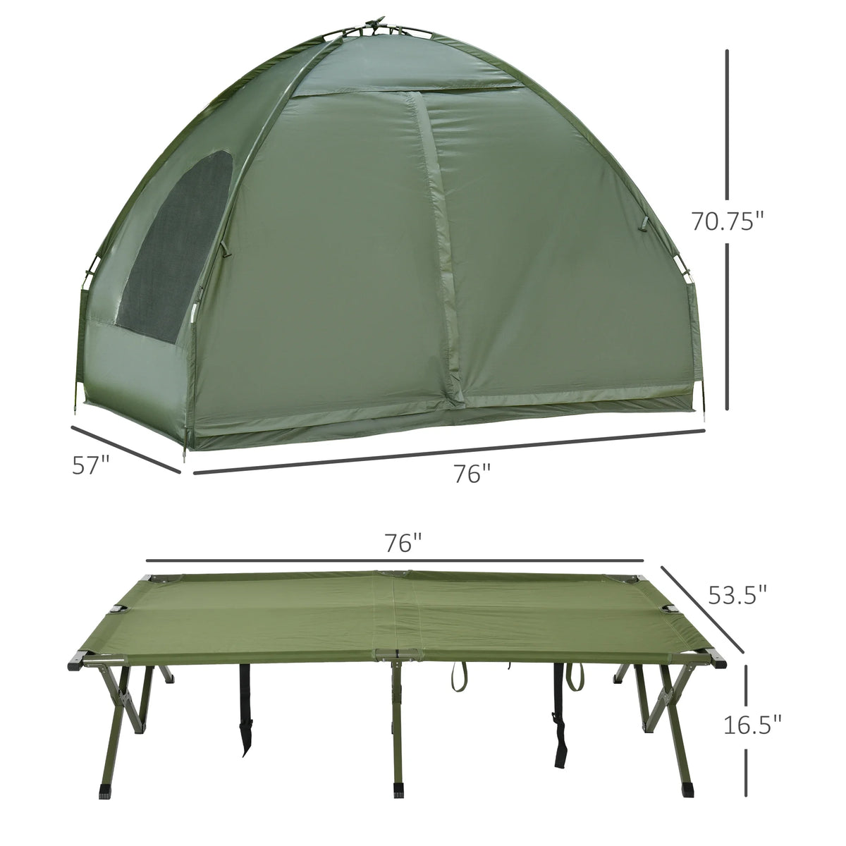 Outsunny 2 Person Foldable Camping Cot with Tent, Bedspread, Air Mattress