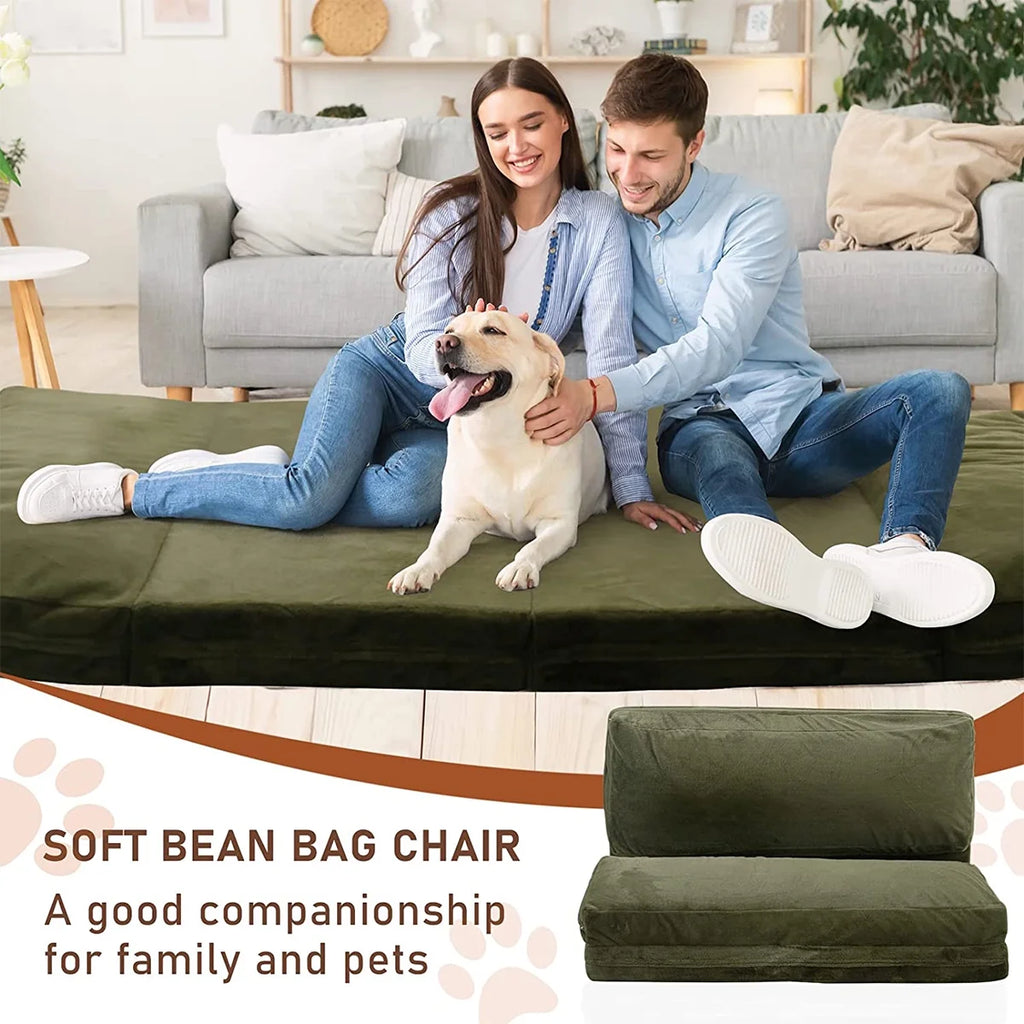 Folding Sofa Bed,Extra Thick and Long Fluffy 4 Position Convertible Flip Lounge Chair,Foam Filling Folding Matress Sofa Bean Bag with Washable Cover,Grey,39x95 Inch