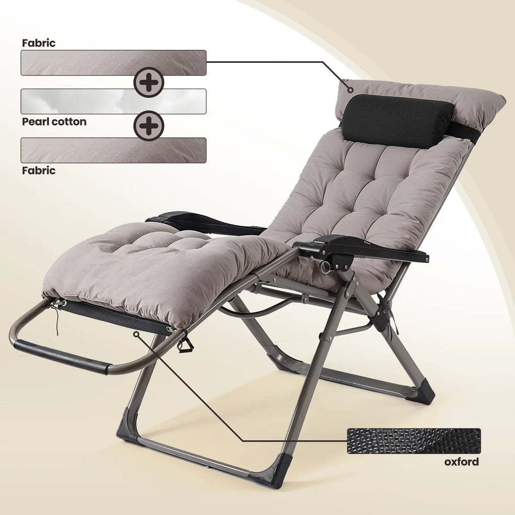 Naipo Zero Gravity Chair, Folding Adjustable Indoor Outdoor Foldable Padded Lounge Chair Reclining Lounge Chair with Removable Cushion, Headrest and Cup Holder, 353lbs