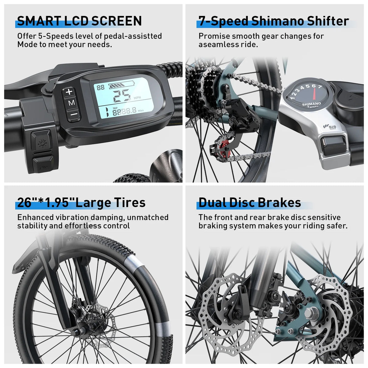 26" Electric Bike for Adult,400W Motor,Top Speed 25MPH,40Miles Long Range,City Commuting E-bicycle With Front Fork Suspension, Dual Disc Brakes