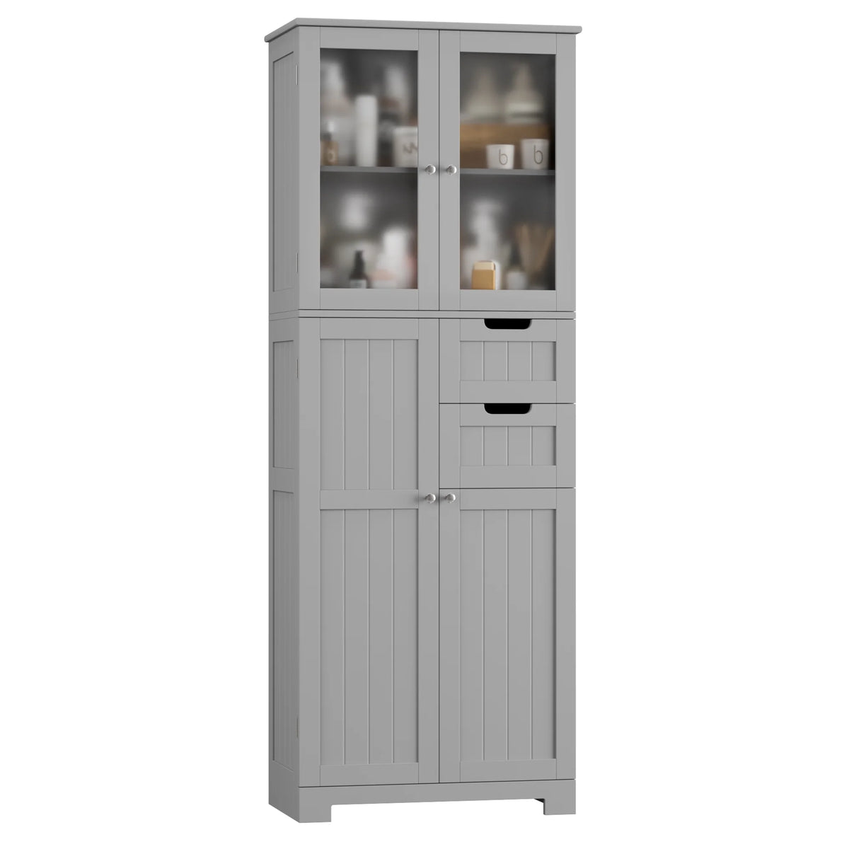 Homfa 67" Tall Bathroom Cabinet, White Linen Cabinet with Doors and Removable Drawers, Kitchen Cupboard