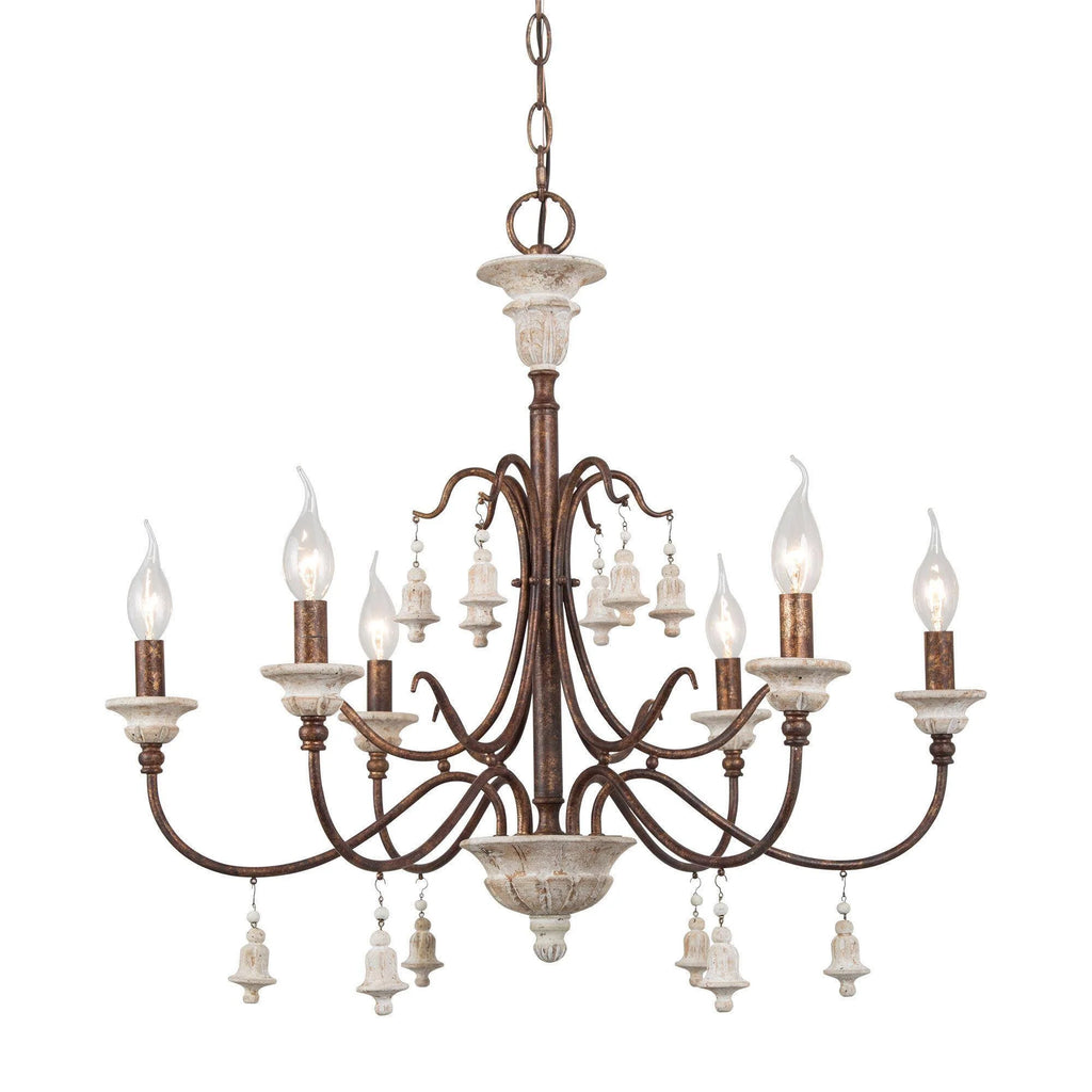 LNC Royal 6-Light Distressed Bronze French Country/Cottage Led Chandelier