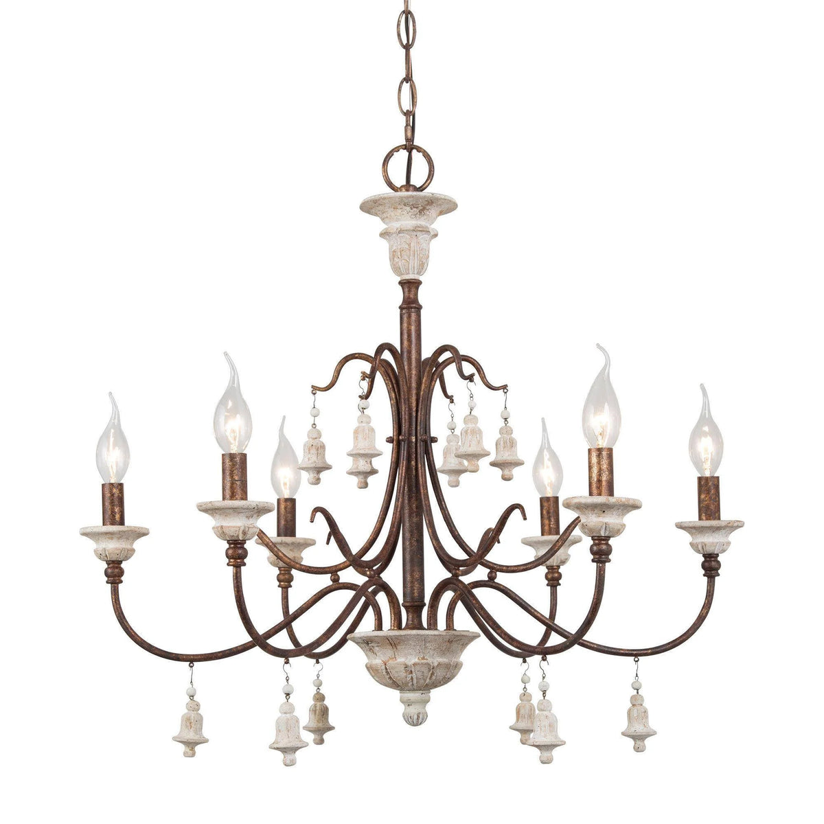 LNC Royal 6-Light Distressed Bronze French Country/Cottage Led Chandelier