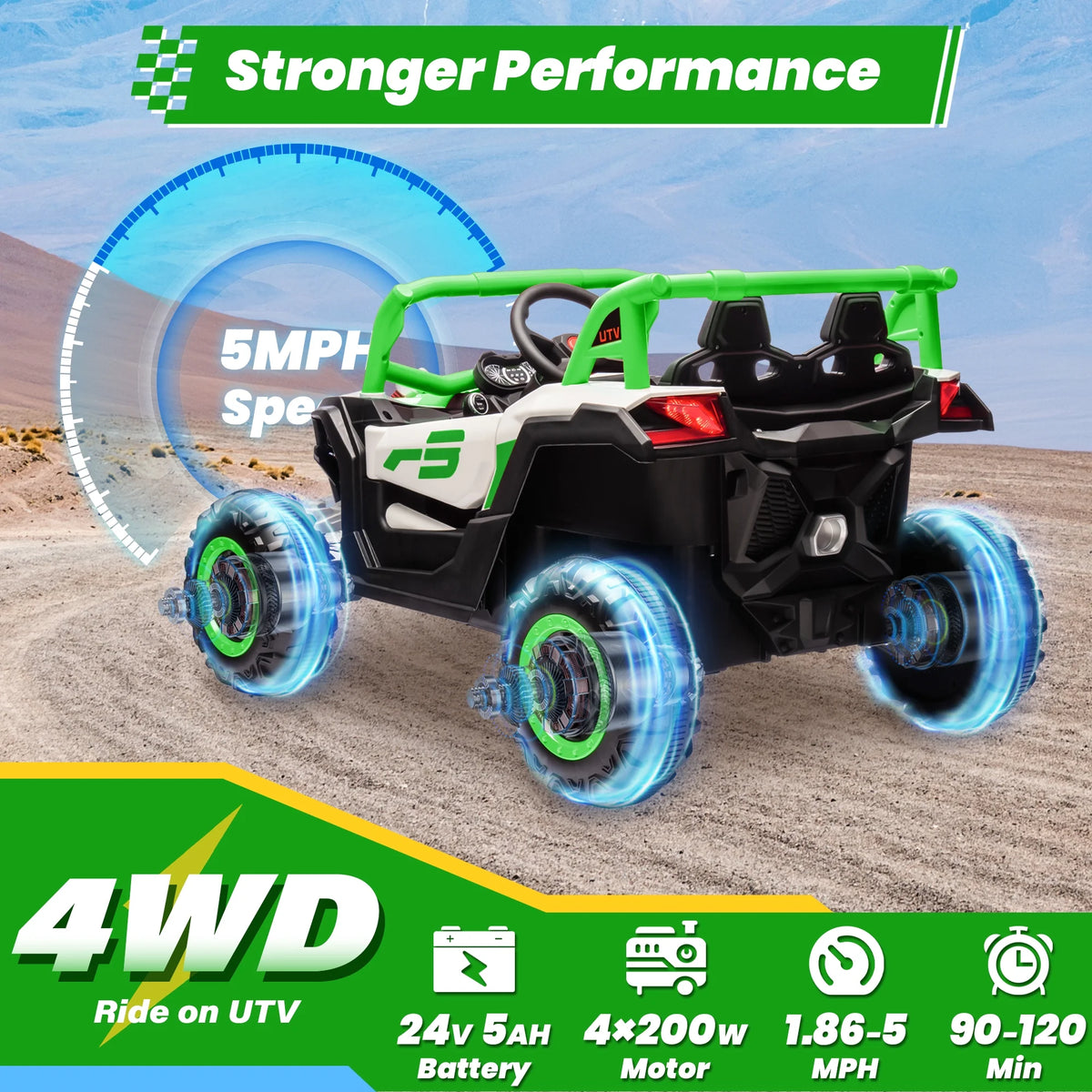 Joyracer 4WD 24 Volt Ride on Toys, 2 Seater Power Car wheels UTV with 800W Motors, Remote Control, Bluetooth Music, Spring Suspension, LED Light, Pink