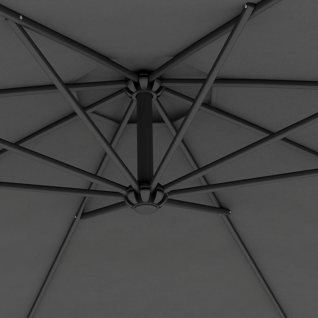 Outsunny 10' Cantilever Hanging Tilt Offset Patio Umbrella with UV & Water Fighting Material and Cross Base (Weight Not Included), Gray